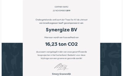 Synergize compenseert al haar zakelijke kilometers in 2019 (en verder)